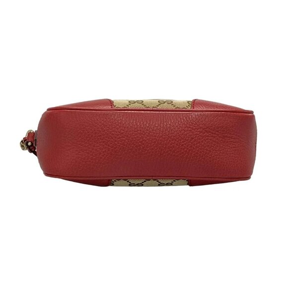 Auth GUCCI Bree/GG Beige Brown Red Jacquard Leather Shoulder Bag - Picture 4 of 14